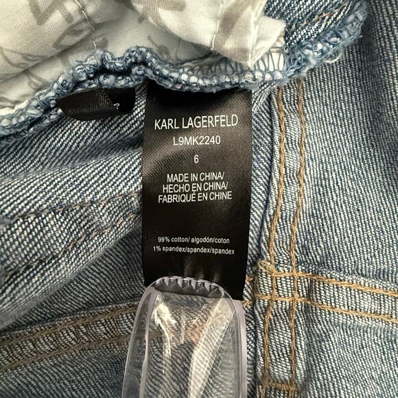 Karl Lagerfeld Paris Jeans Light Wash Denim Frayed Hem Kick Flare Women's Sz 6 - Picture 6 of 9